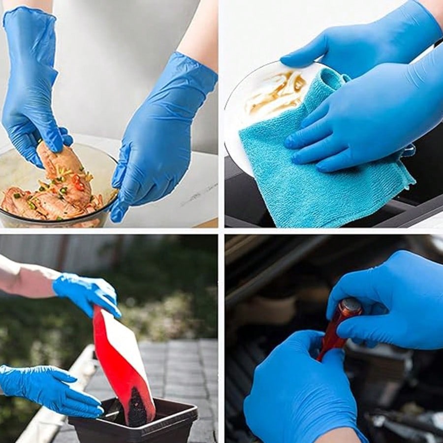 Nitrile Mechanic Glove - ถุงมือไนไตรล์แบบใช้แล้วทิ้งสำหรับงานหนัก 100 ชิ้น ปราศจากแป้งและลาเท็กซ์ เหมาะสำหรับช่างเครื่อง ซ่อมรถยนต์