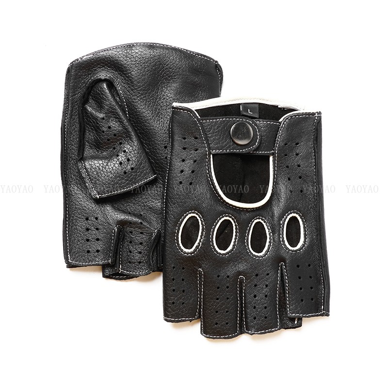 Workout Glove Gym - คุณภาพสูงจริงถุงมือหนังผู้ชายครึ่งนิ้วบาง Luvas ชายฟิตเนส Chic 2 สีขับรถขี่