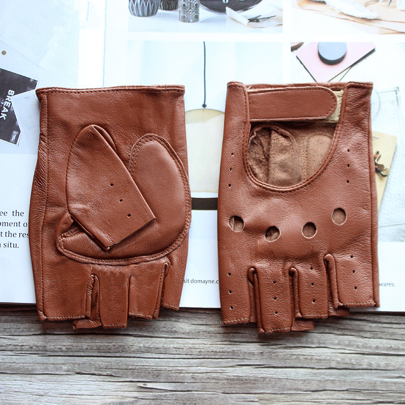 ใหม่ผู้หญิง Sheepskin Half Fin - Leather Driving Glove บทวิจารณ์และราคา